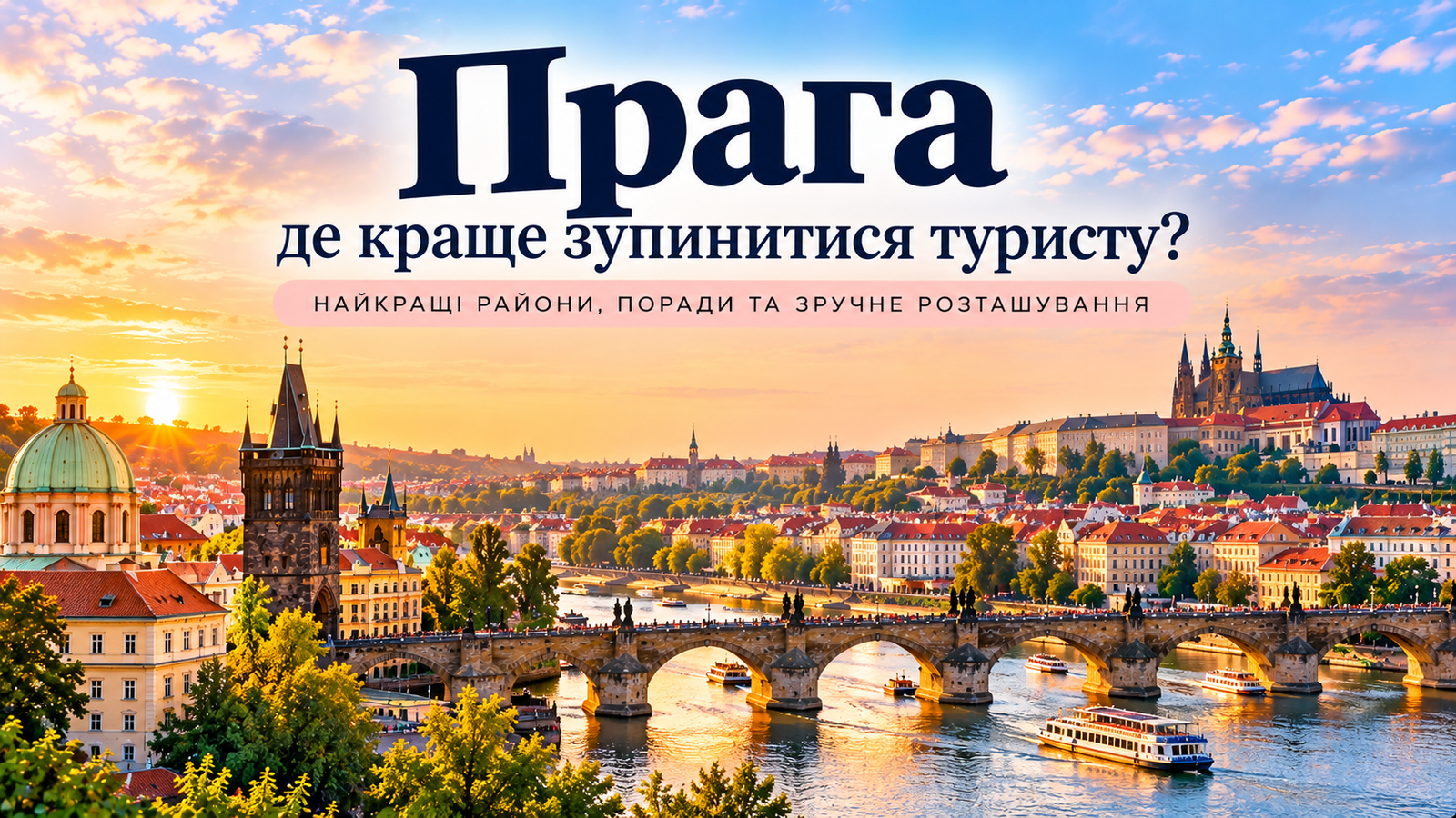 Прага — де краще зупинитися туристу: панорама Карлового мосту, річки Влтави та Празького Граду