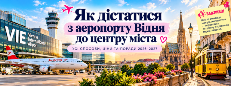 Як дістатися з аеропорту Відня до центру міста — транспорт, маршрути та ціни 2026–2027